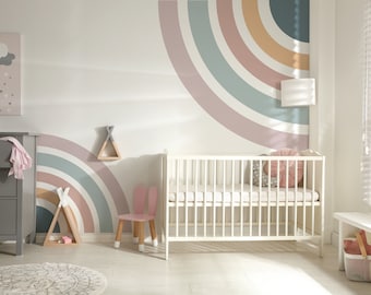 Adesivo da parete colorato arcobaleno per cameretta dei bambini, cameretta dei bambini, stanza dei giochi, cameretta dei bambini, cameretta dei bambini, decorazione artistica da parete rimovibile in