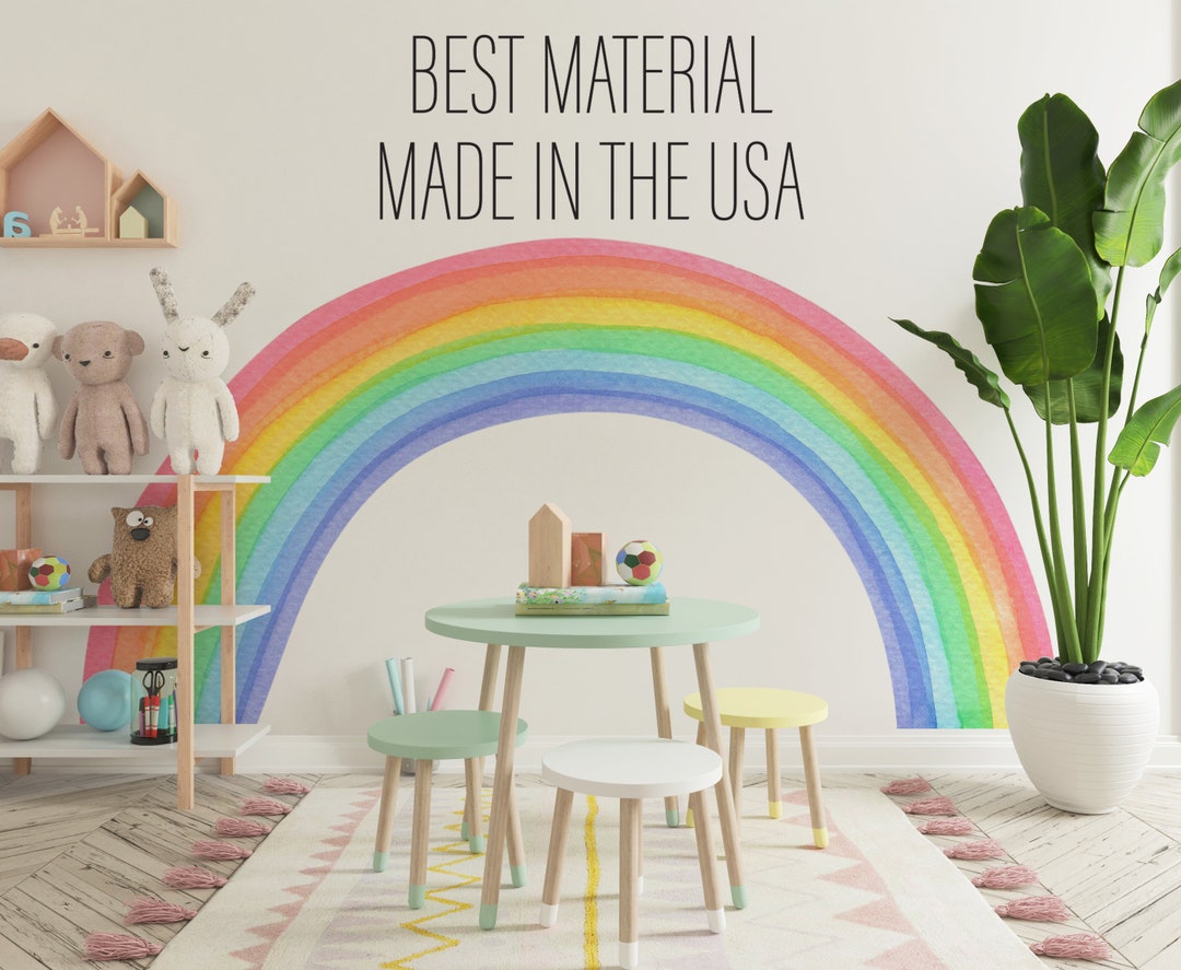 Watercolor Rainbow Corner Peel and Stick Wall Decal, Nursery Decor - Etsy