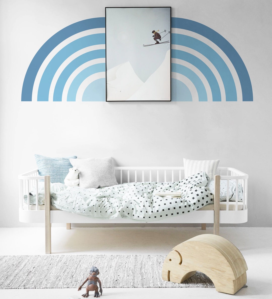 Adesivo da parete con arcobaleni e stelle per cameretta, cameretta dei bambini, sala giochi / Senza PVC, inodore / Adesivo da parete in tessuto