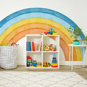 Aquarel regenboog muur sticker, boho kleine jongen kamer muur sticker, decor kinderkamer, kinderkamer verwisselbaar behang, regenboog sticker voor kinderkamer 59