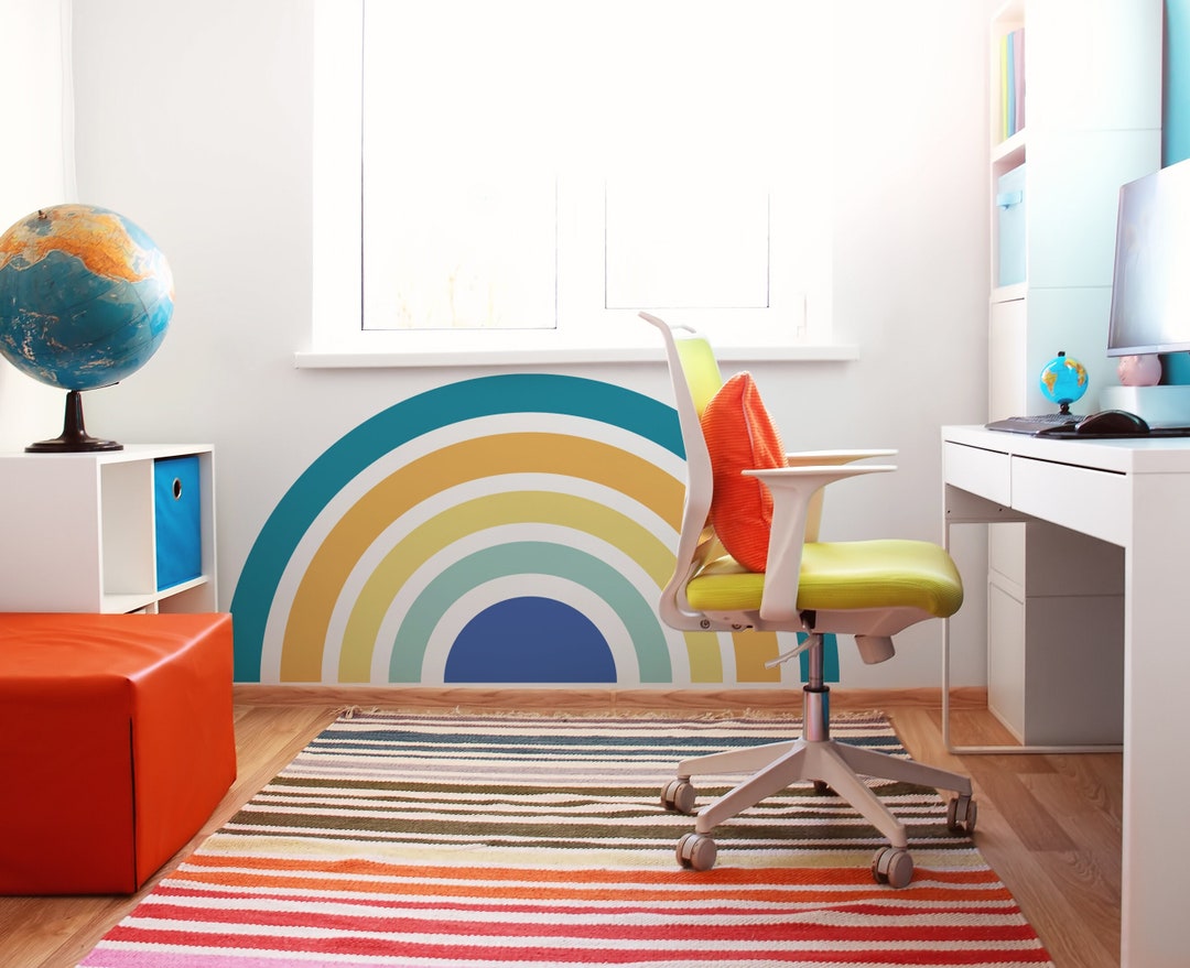 Colorful Rainbow Removable Wall Decal Boys Tropical Rainbow Etsy