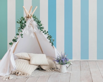 Pegatinas de pared con rayas arcoíris, decoración para habitaciones infantiles, pegatinas removibles 43
