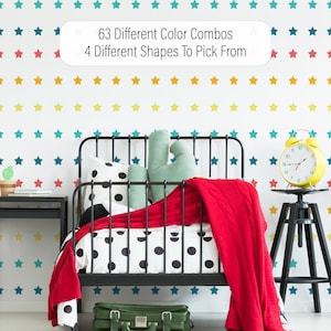 Peel and Stick Stars Shapes Wall Decals, Rainbow Colors Wall Stickers, Colorful Wall Décor, Cute Cheerful Peel n Stick Blocks Playroom 1208