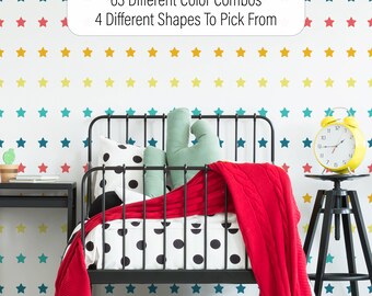 Rainbow Star Wall Decals, Colorful Nursery Decor, Peel and Stick, 110 Pieces