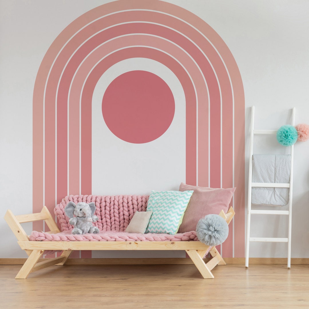 Behind the Crib Wall Decal, Pink Rainbow Wall Decal, Girly Nursery