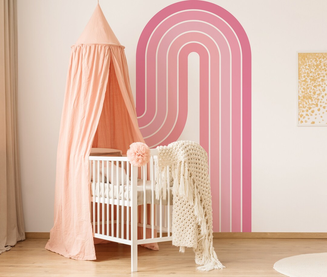 Pink Pastel Rainbow Wall Decal, Peel and Stick Mural - Etsy