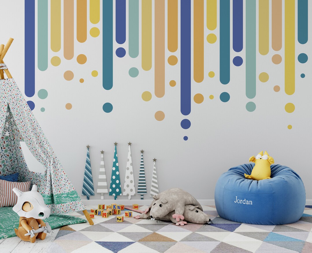 Rainbow Nursery Wall Sticker, Tropical Rainbow Decal, Behind the Crib Decor, Baby Bedroom