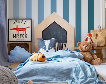 Vinilo decorativo de pared con rayas arcoíris turquesas, decoración para guardería, autoadhesivo 45