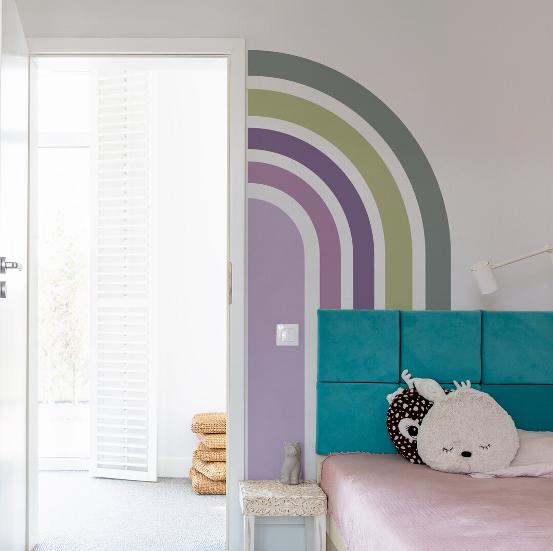 Bohemian Rainbow Removable Wall Decal, Unisex Colorful Rainbow Wall ...