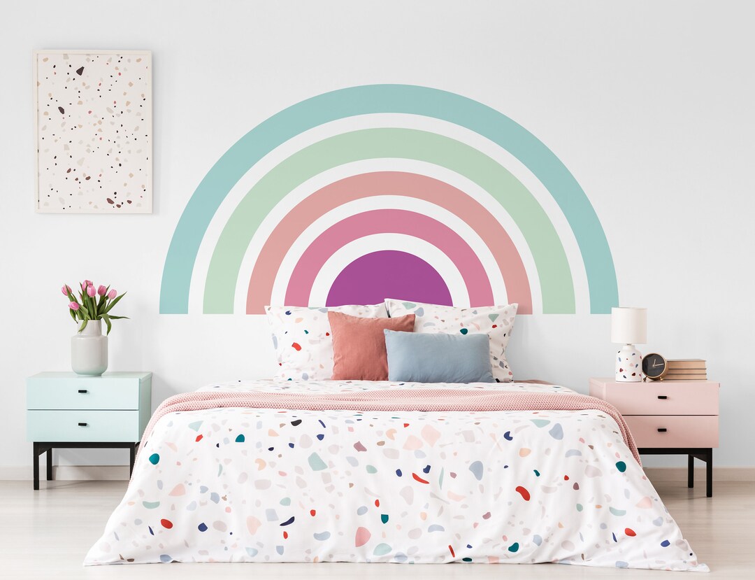 Rainbow Nursery Wall Sticker, Pastel Rainbow Decal, Behind the Crib ...
