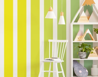 Vinilo decorativo de pared con rayas arcoíris, removible, para habitación infantil, 46