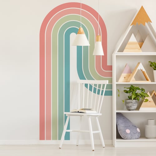 Mitoykus Pastel Rainbow Wall Decal Stickers (8 Sheets) - Removable, Kid's Room Nursery Decor, 11.8 X 9.8 Inches