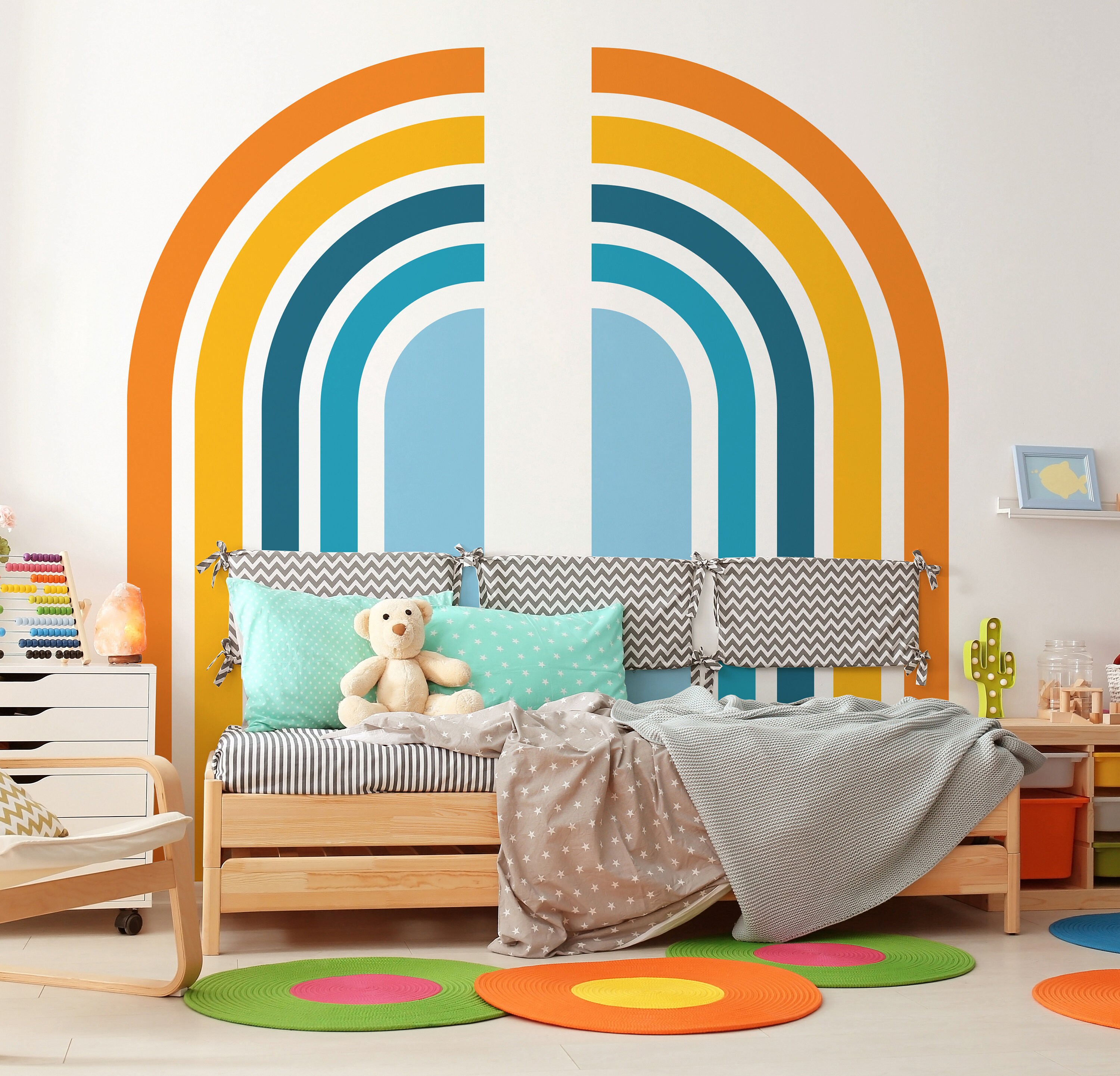 Rainbow Wall Decal, Colorful Nursery Decor, Peel and Stick 14 - Etsy