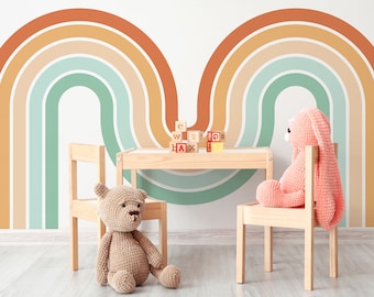 Pegatina de pared Rainbow Nursery, Calcomanía unisex Rainbow, Detrás de la decoración de la cuna, Dormitorio del bebé, Calcomanía de pared colorida, Peel And Stick Extraíble 62