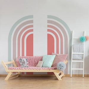 Unisex Rainbow Wall Sticker, Muted Neutral Rainbow Wall Decal, Nursery Kids Room Decor, Baby Shower Gift, Colorful Rainbow Wall Decal 35