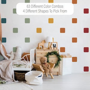 Peel and Stick Polka Dots Wall Decals, Rainbow Colors Wall Stickers, Colorful Wall Décor, Cute Cheerful Peel n Stick Blocks Playroom 1209