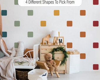 Peel and Stick Polka Dots Wall Decals, Rainbow Colors Wall Stickers, Colorful Wall Décor, Cute Cheerful Peel n Stick Blocks Playroom 1209