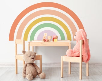 Rainbow Nursery Wall Sticker, Pastel Rainbow Decal, Behind The Crib Decor, Baby Bedroom, Colorful Wall Decal, Peel And Stick Removable 63