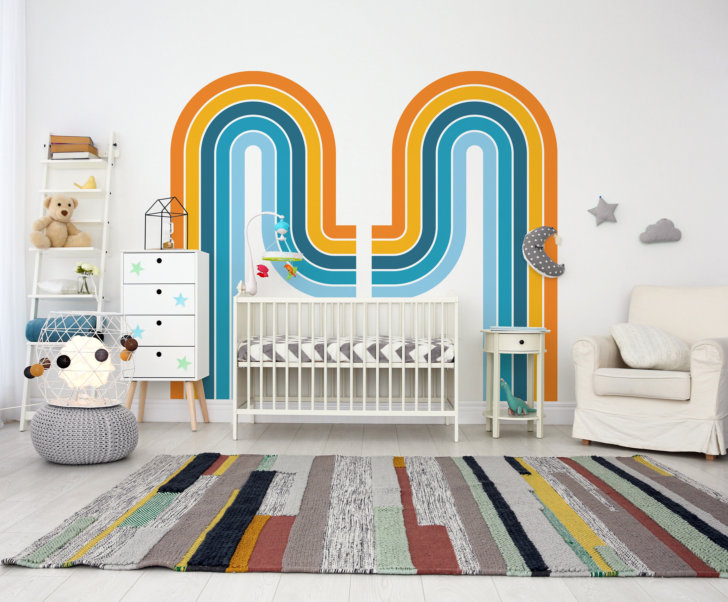 Retro Rainbow Wall Decal, Colorful Nursery Decor 14 - Etsy