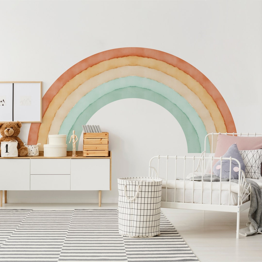 Watercolor Rainbow Wall Decal, Boho Little Boy Room Wall Decal, Nursery ...