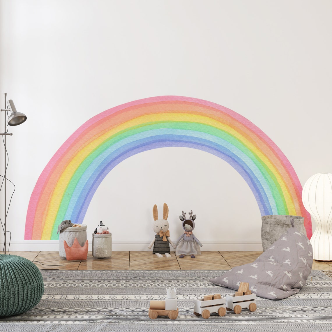 Watercolor Rainbow Corner Peel and Stick Wall Decal, Nursery Decor - Etsy