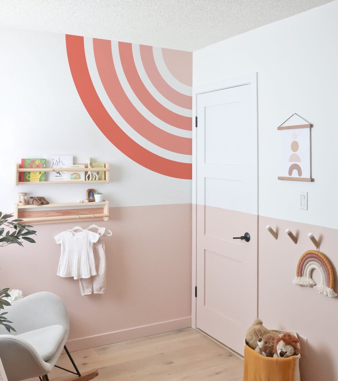 Large Rainbow Wall Decal, Half Corner Nursery Sticker, Pastel Colors - Etsy
