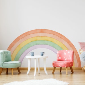 Aquarell Regenbogen Wandaufkleber, Unisex Regenbogen Aufkleber, Hinter der Krippe Dekor, Baby Schlafzimmer, buntes Wandtattoo, schälen und aufkleben entfernbar 63