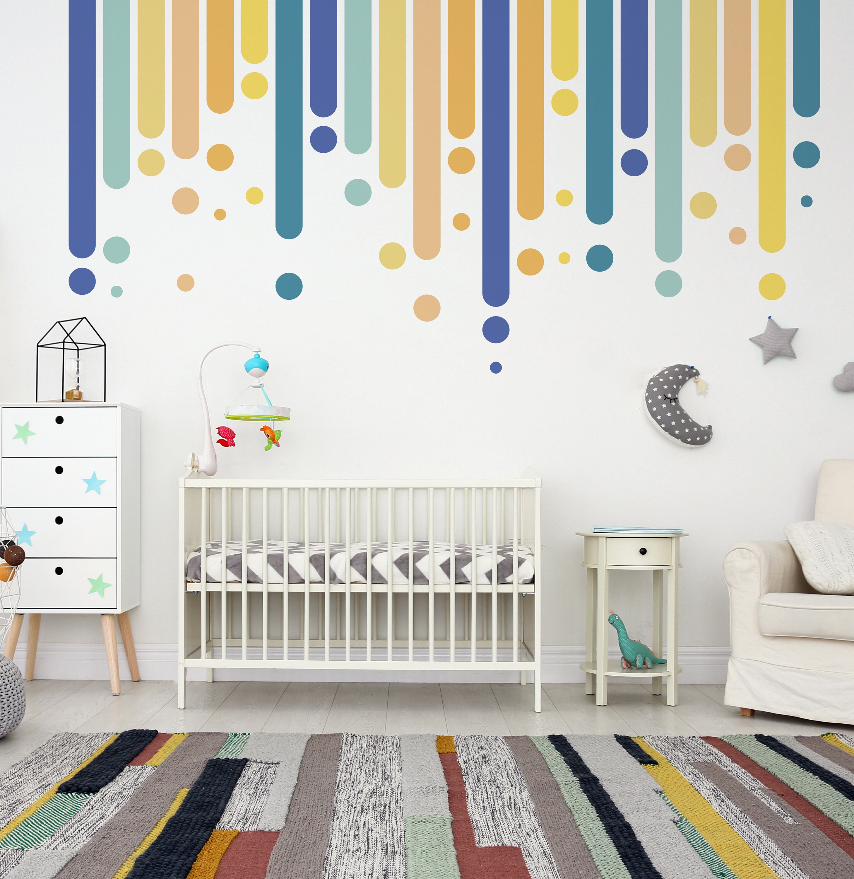 Modern Rainbow Wall Decal, Colorful Nursery Decor, Removable Vinyl 60 ...