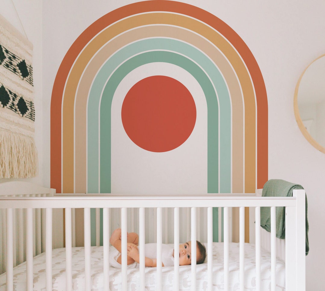 Rainbow Nursery Wall Sticker, Unisex Rainbow Decal, Behind the Crib