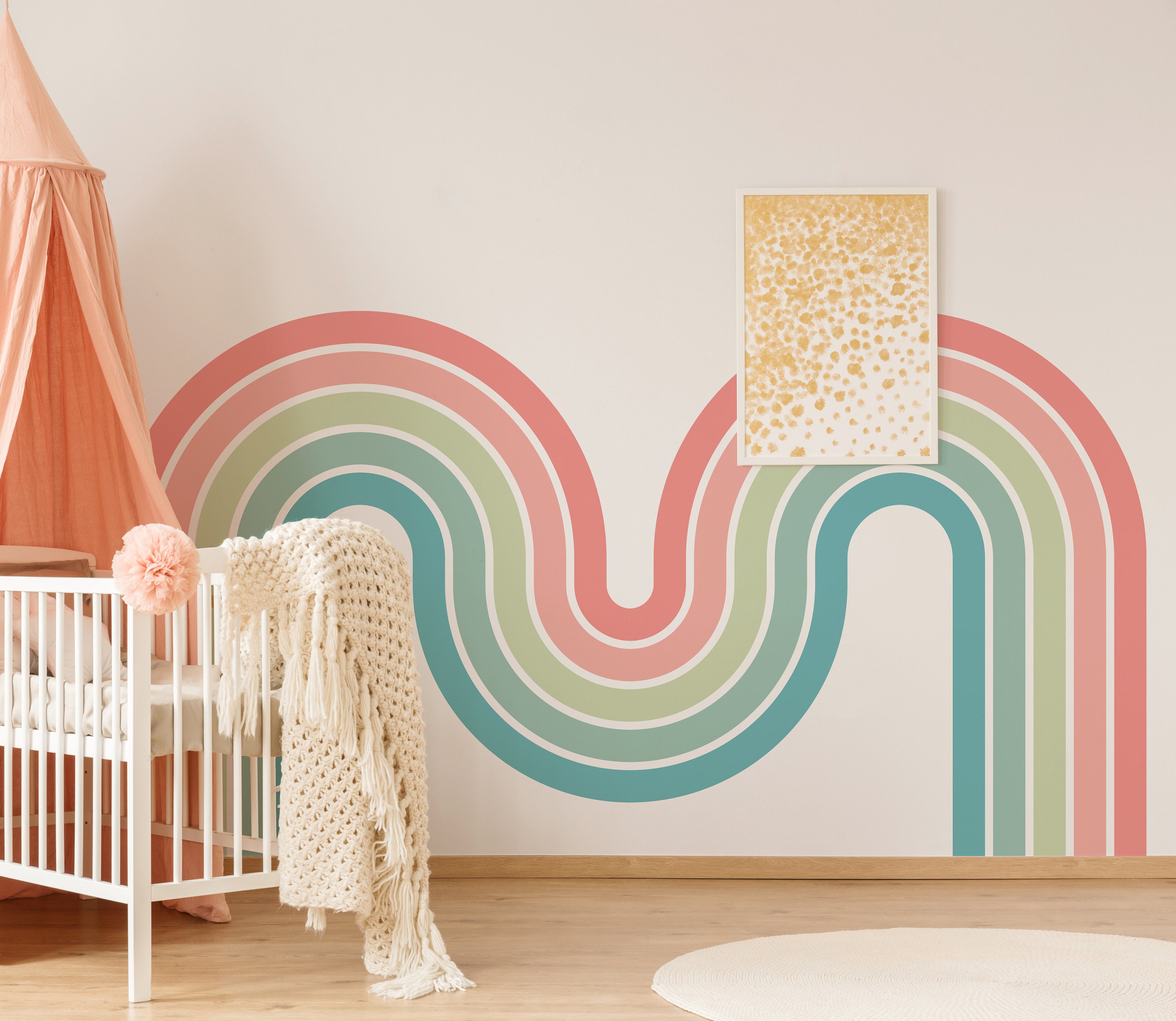 Large Pastel Rainbow Wall Decal, Nursery Decor 32 - Etsy