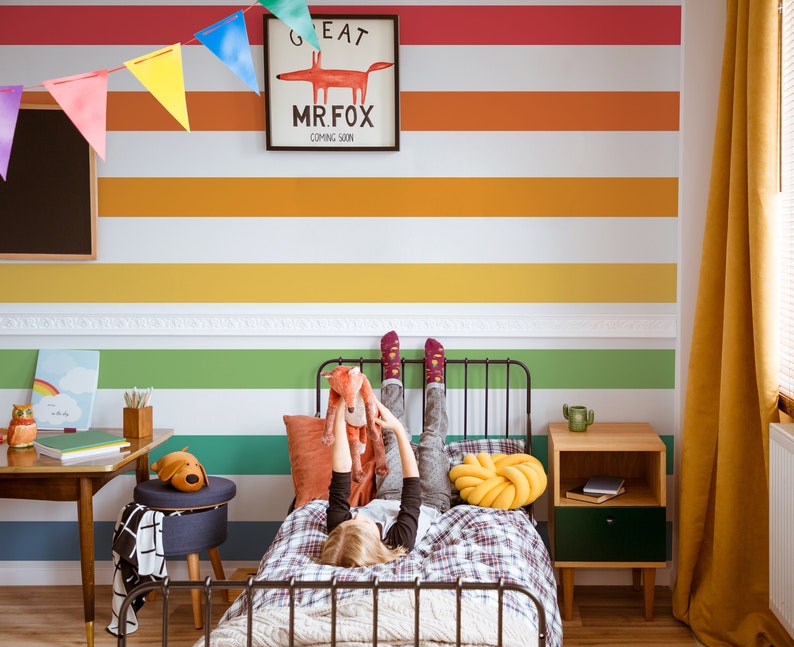Peel and Stick Wall Decal Nursery Playroom Wall Stripes Etsy