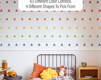 Rainbow Triangle Wall Decals, Colorful Playroom Decor