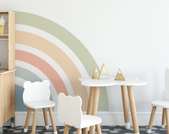 Pastel Rainbow Wall Decal, Baby Nursery Decor, Removable Half Arch 16