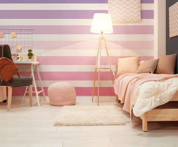 Adesivi murali a strisce per cameretta dei bambini, strisce murali per cameretta delle bambine, decorazioni per