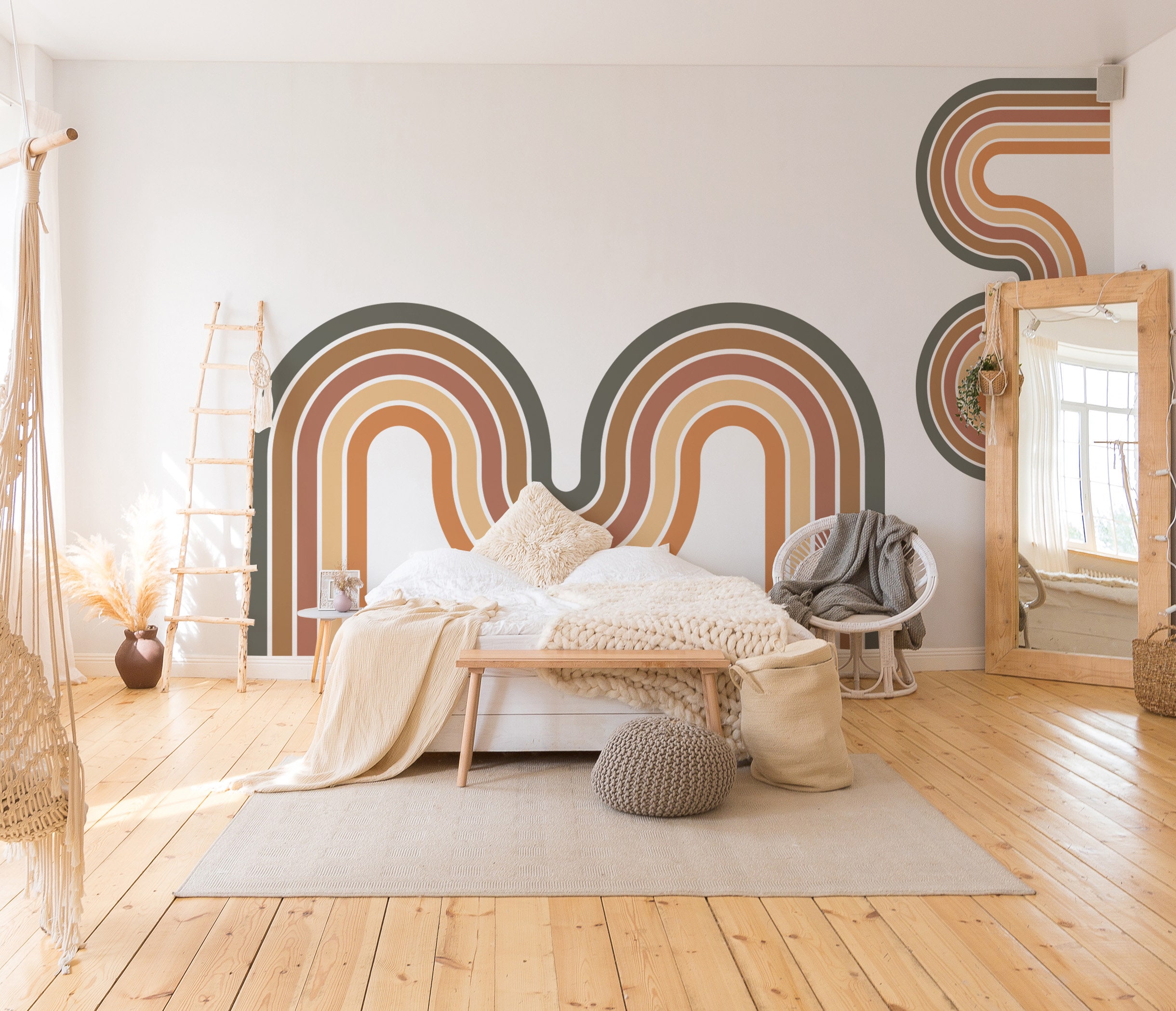 Large Boho Rainbow Wall Decal, Nursery Decor 08 - Etsy