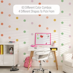 Peel and Stick Polka Dots Wall Decals, Rainbow Colors Wall Stickers, Colorful Wall Décor, Cute Cheerful Peel n Stick Blocks Playroom 1208