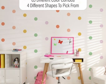 Peel and Stick Polka Dots Wall Decals, Rainbow Colors Wall Stickers, Colorful Wall Décor, Cute Cheerful Peel n Stick Blocks Playroom 1208