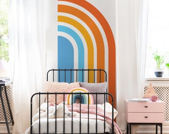 Rainbow Nursery Wall Sticker, Calcomanía de arco iris colorida, Detrás de la decoración de la cuna, Decoración del dormitorio del bebé, Calcomanía de pared colorida, Decoración del jardín de infantes 26