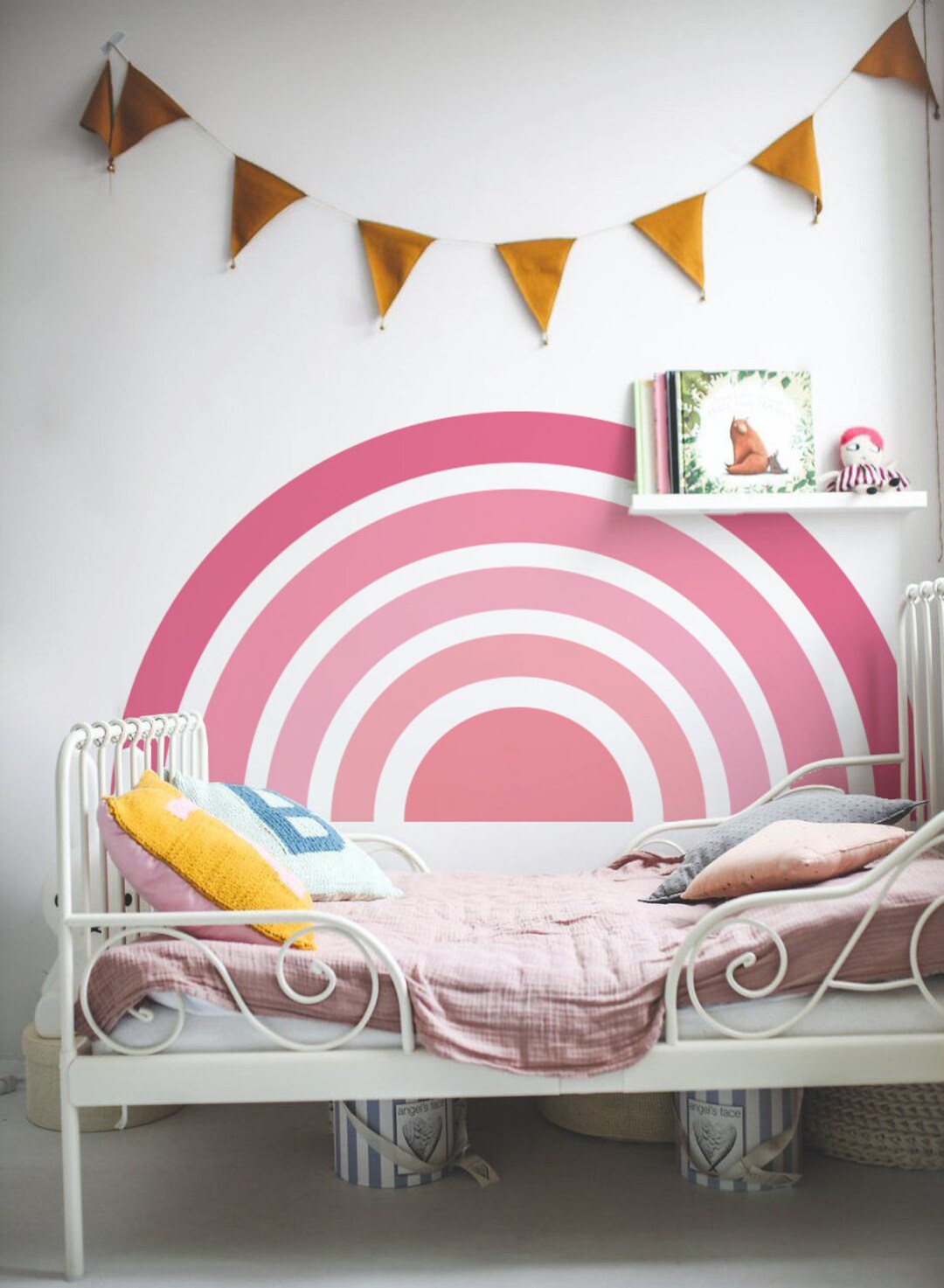 Peel and Stick Rainbow Wall Decal, Playroom Wall Decal, Removable Wall