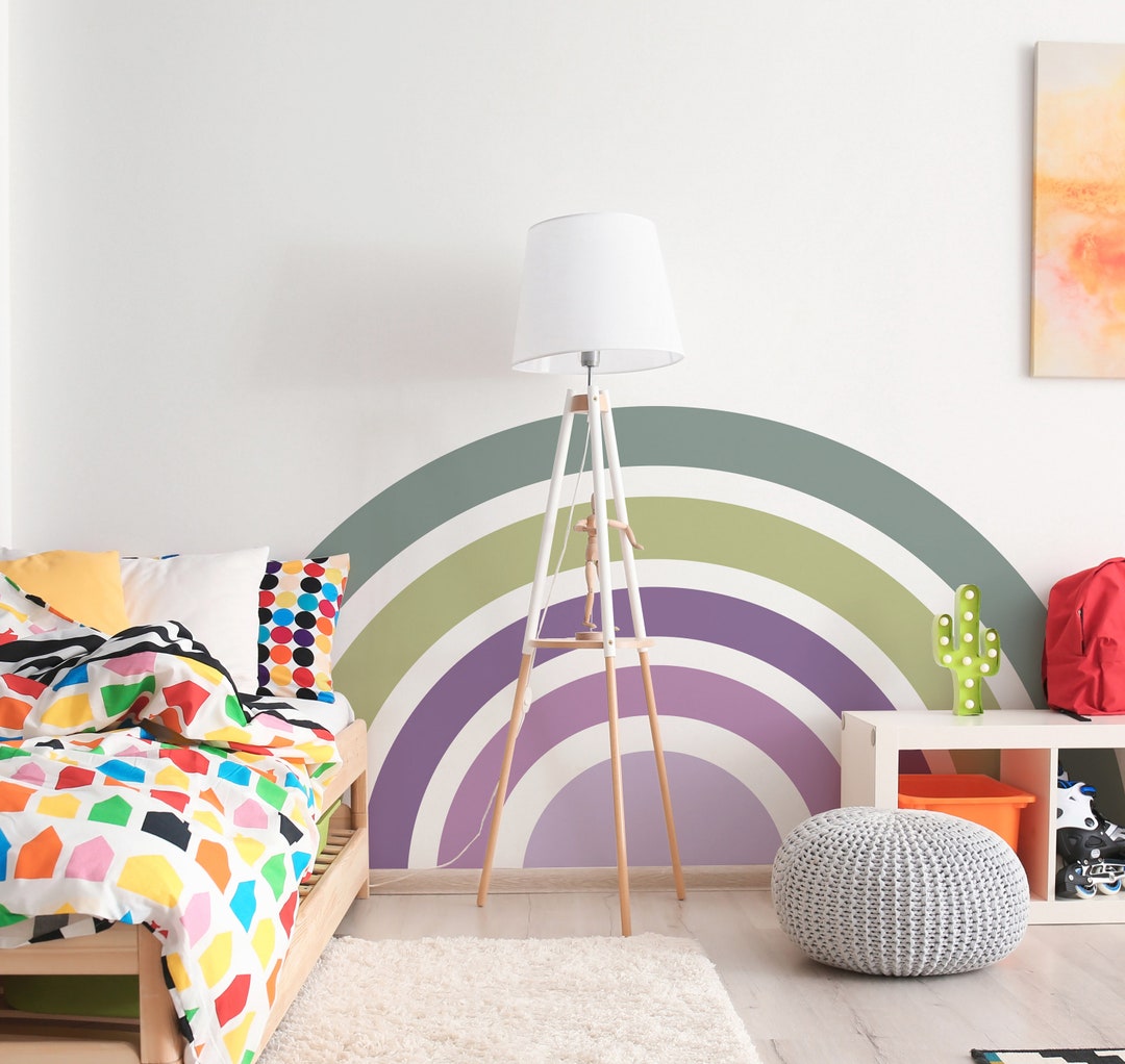 Half Rainbow Wall Decal, Modern Nursery Decor, Removable Wall Sticker ...