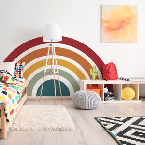 Behind The Crib Wall Decal, Unisex Room Decor, Colorful Wall Art, Large Rainbow Nursery Wall Sticker, Playroom Decal, Rainbow Wall Decal 30