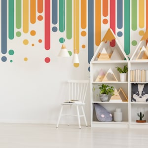 Colorful Rainbow Removable Wall Decal, Boys Retro Rainbow Wall Mural, Above The Crib Sticker, Peel and Stick Repositionable Rainbow Decal 20