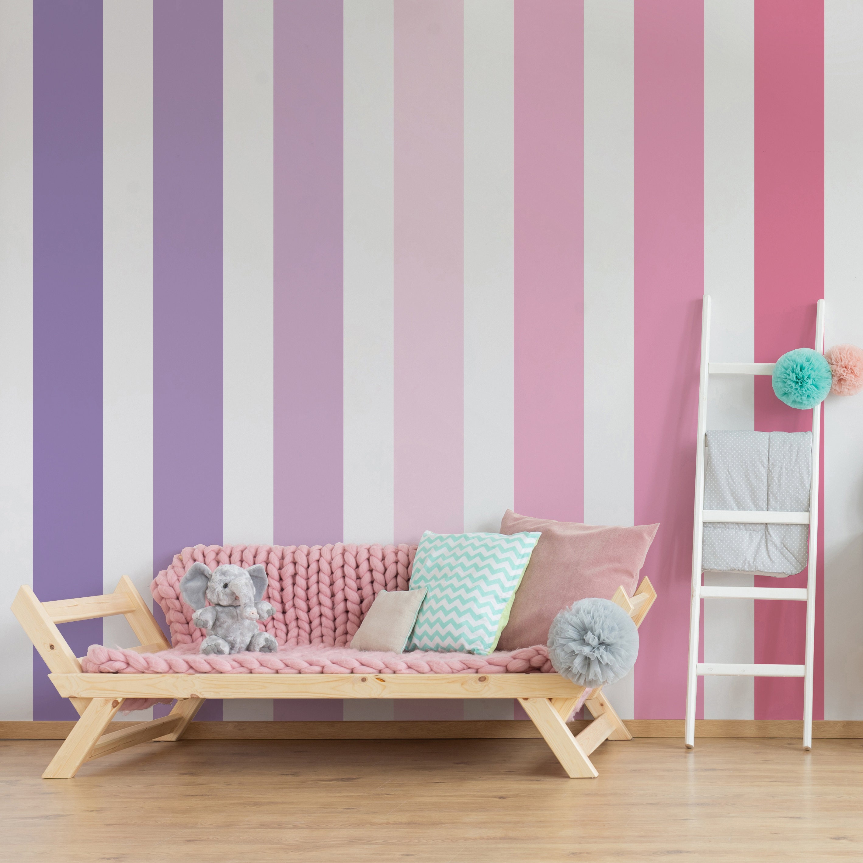 Nursery Stripes Wall Decals Little Girl Bedroom Wall Stripes Etsy