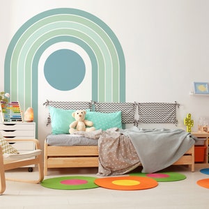 Schälen und Stick Regenbogen Wandtattoo, Wandtattoo Spielzimmer, abnehmbares Wandbild, Regenbogen Wandkunst, Baby Jungen Schlafzimmer Dekor, Pastell Wandtattoo 07