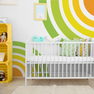Hinten an der Krippe Regenbogen Wandaufkleber, Ecke Regenbogen Aufkleber, Unisex Kinderzimmer Dekor, Schlafzimmer Kunst, Buntes Wandtattoo, Abnehmbarer Peel Stick 28