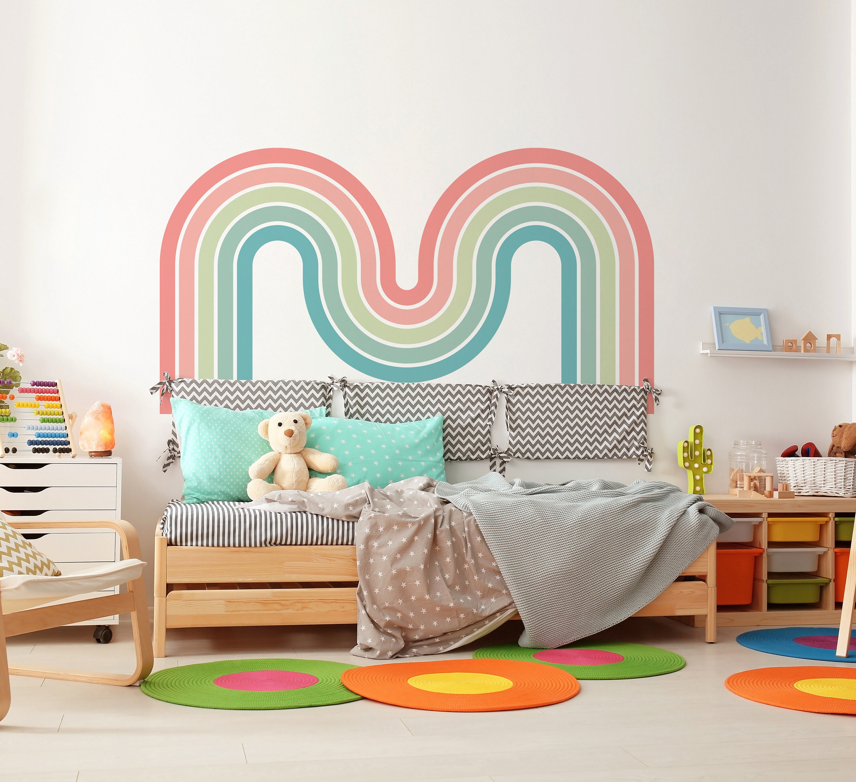 Large Pastel Rainbow Wall Decal, Nursery Decor 32 - Etsy