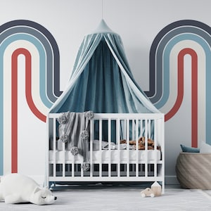 Nautical Rainbow Wall Decal, Rainbow Art Kids Room, Removable Wall Sticker, Boy Bedroom Decor, Teen Boy Room, Rainbow Art, Bunk Bed Decor 61