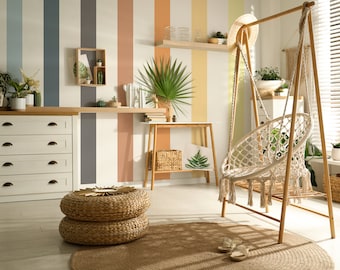 Rainbow Stripe Wall Decal, Nursery Decor, Playroom Wall Art