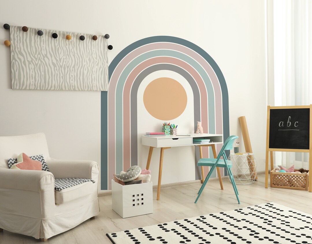 Large Rainbow Wall Decal Decor, Baby Bedroom Decor, Rainbow Wall Art ...