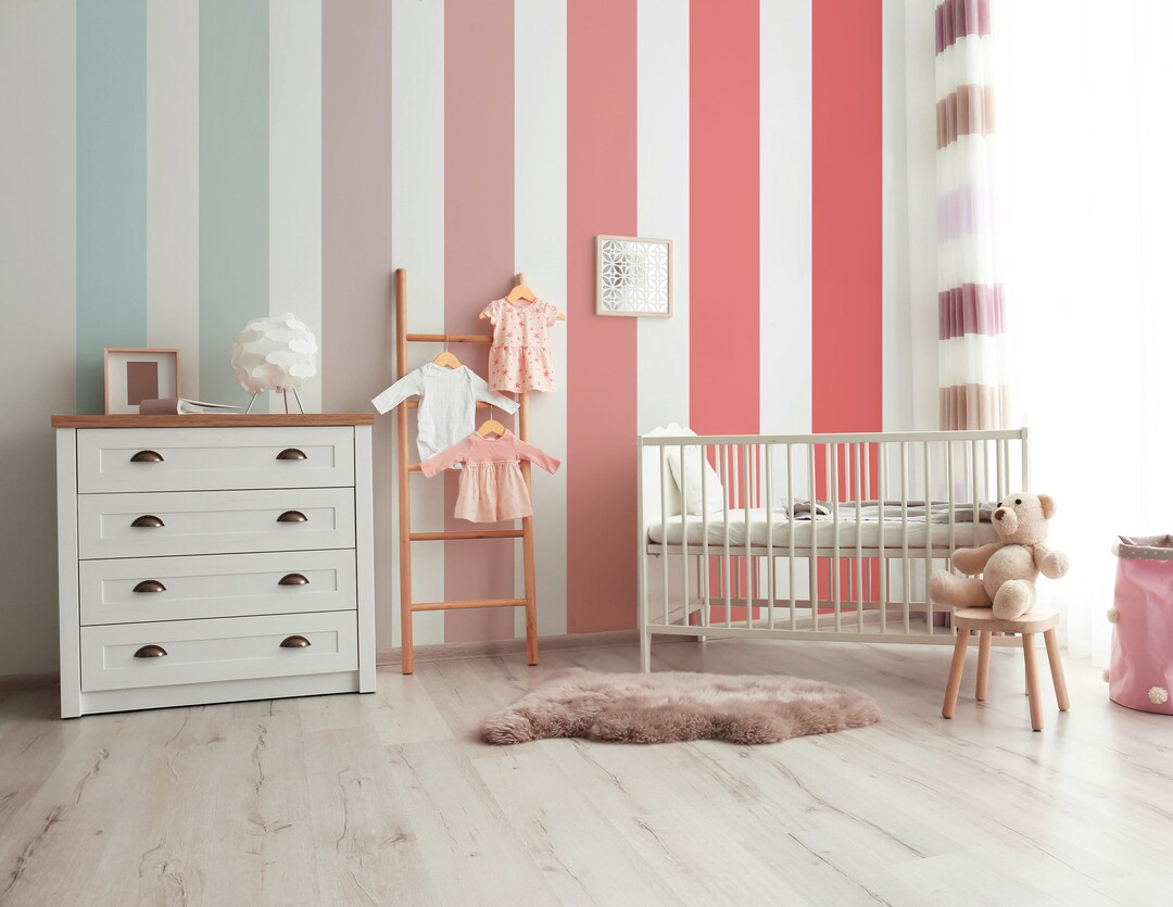 Rainbow Nursery Wall Stripe Sticker Nautical Rainbow Decal Etsy